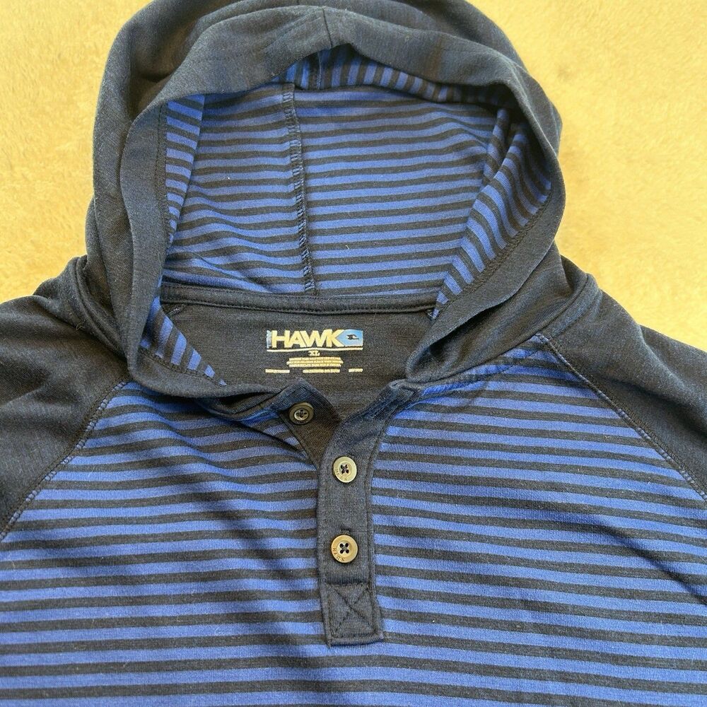 Tony Hawk Mens Hoodie 3 Button Blue Stripe Size XL RN 73227